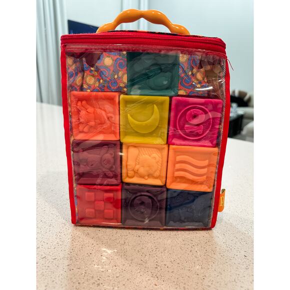 B. Toys One Two Squeeze Soft Baby Blocks – Set of 10 with Carry Bag - Picture 1 of 2